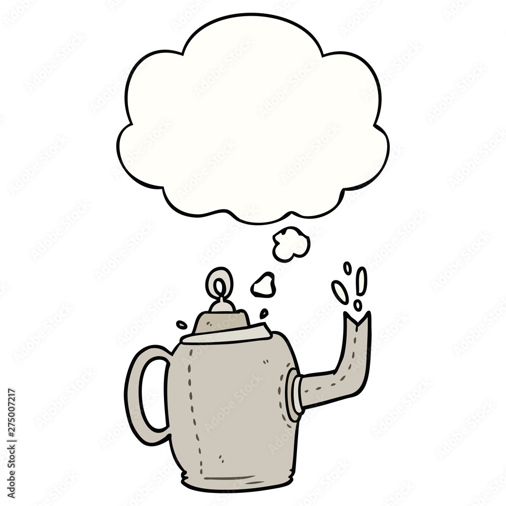 Obraz premium cartoon old kettle and thought bubble