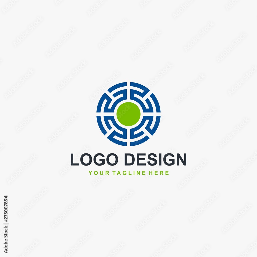 Circle technology logo element icon design, abstract labyrinth illustration design. Tech logo for business company. Circle technology logo element icon design, abstract labyrinth illustration design. Tech logo for business company.