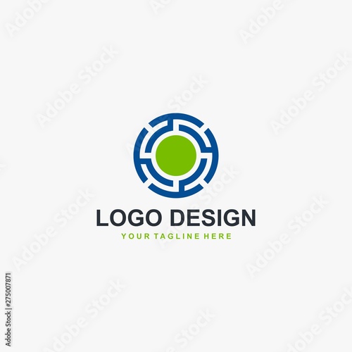 Circle technology logo element icon design, abstract labyrinth illustration design. Tech logo for business company.
