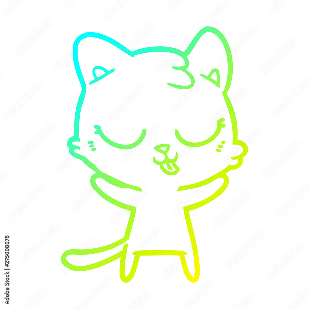 cold gradient line drawing cute cartoon cat cold gradient line drawing cute cartoon cat