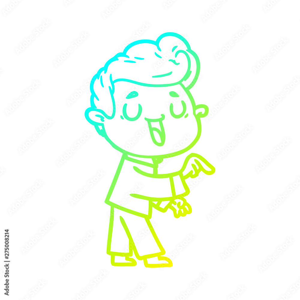 cold gradient line drawing happy cartoon man cold gradient line drawing happy cartoon man