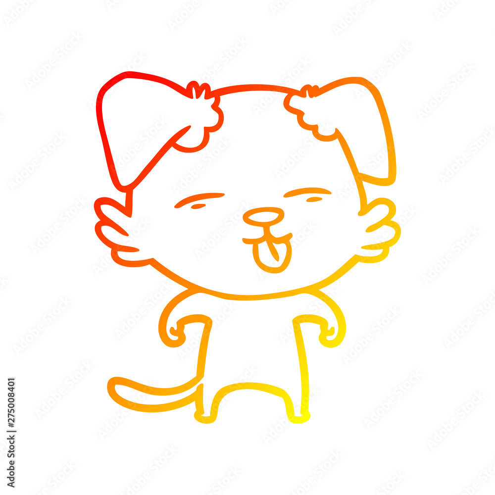warm gradient line drawing cartoon dog sticking out tongue warm gradient line drawing cartoon dog sticking out tongue