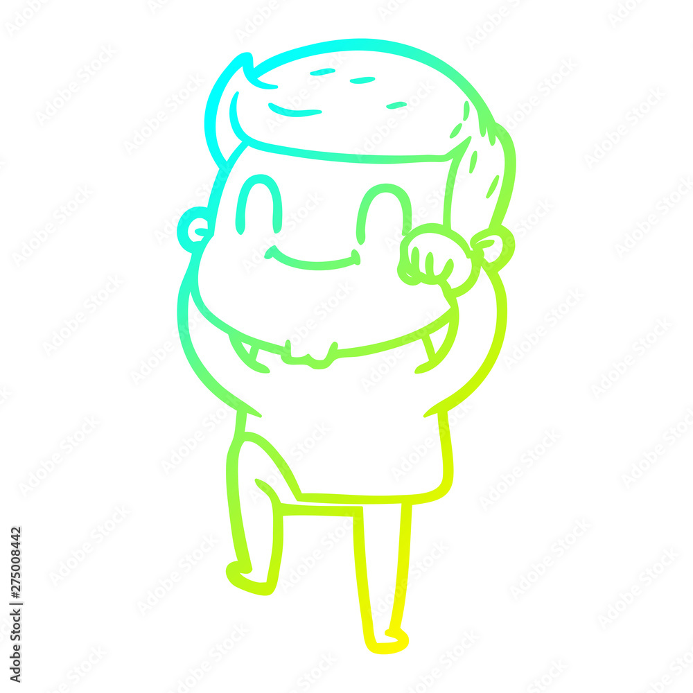 cold gradient line drawing cartoon friendly man