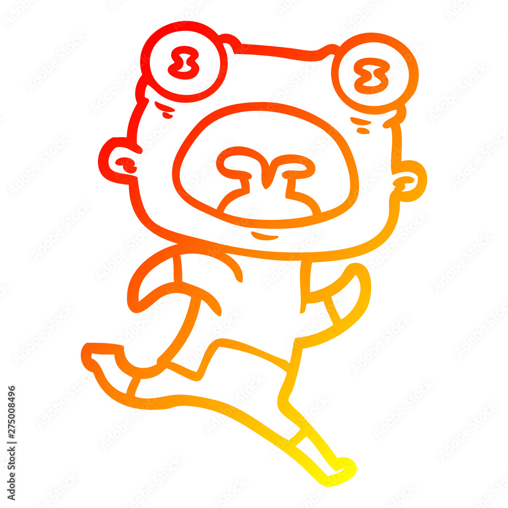 warm gradient line drawing cartoon weird alien running away warm gradient line drawing cartoon weird alien running away