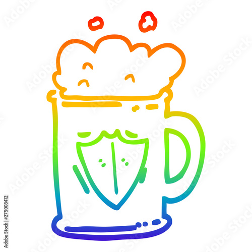 rainbow gradient line drawing cartoon tankard