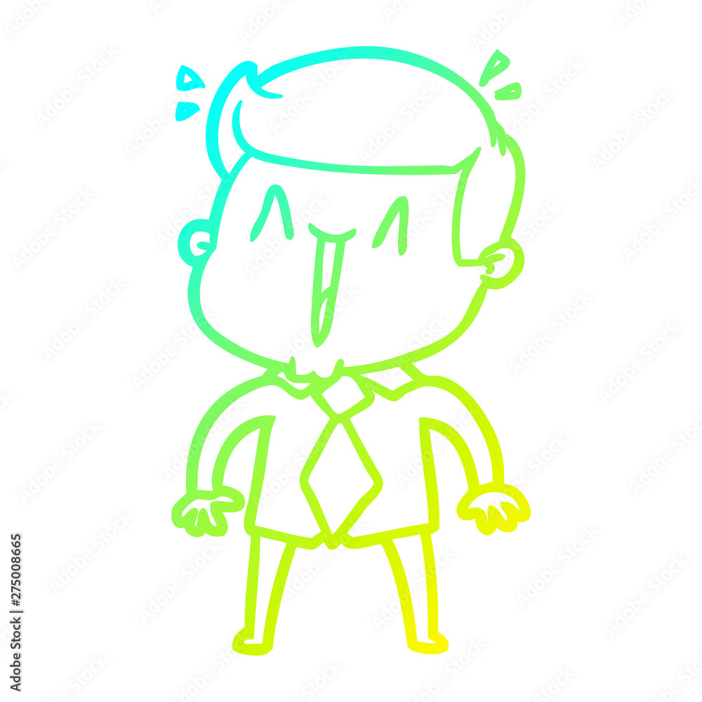 cold gradient line drawing cartoon happy man cold gradient line drawing cartoon happy man
