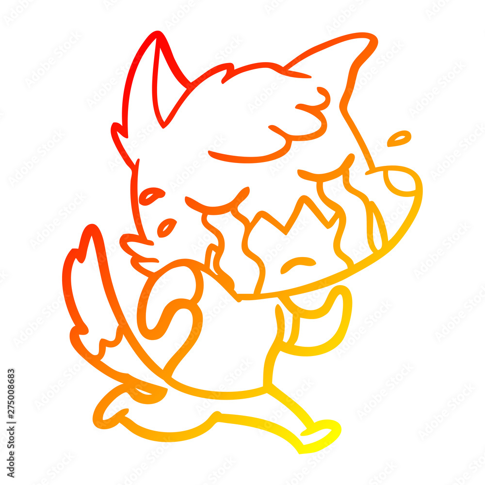 warm gradient line drawing crying fox cartoon warm gradient line drawing crying fox cartoon