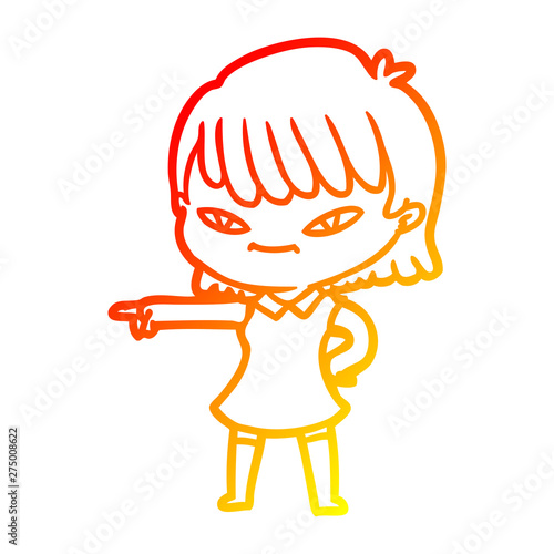 warm gradient line drawing cartoon woman