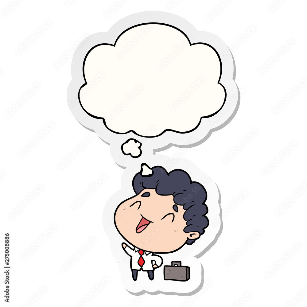 cartoon businessman and thought bubble as a printed sticker cartoon businessman and thought bubble as a printed sticker