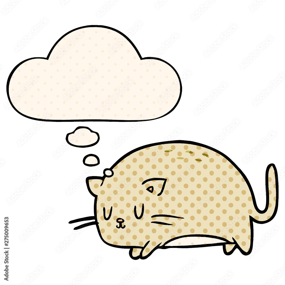 cute cartoon cat and thought bubble in comic book style cute cartoon cat and thought bubble in comic book style