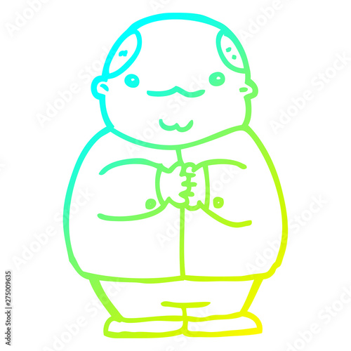 cold gradient line drawing cartoon balding man