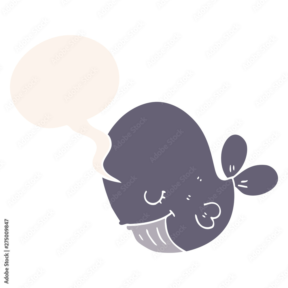 cartoon whale and speech bubble in retro style cartoon whale and speech bubble in retro style