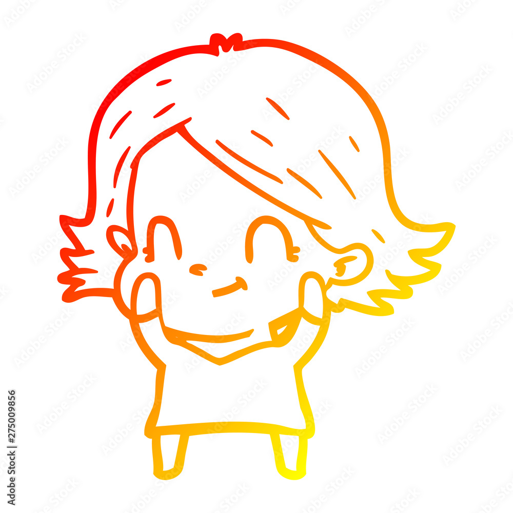 warm gradient line drawing cartoon friendly girl warm gradient line drawing cartoon friendly girl