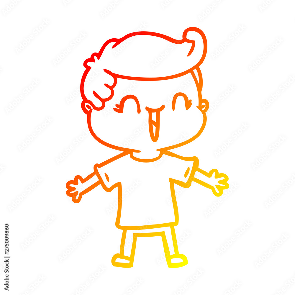 Obraz premium warm gradient line drawing cartoon laughing boy