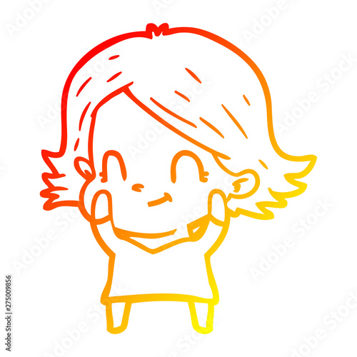 warm gradient line drawing cartoon friendly girl