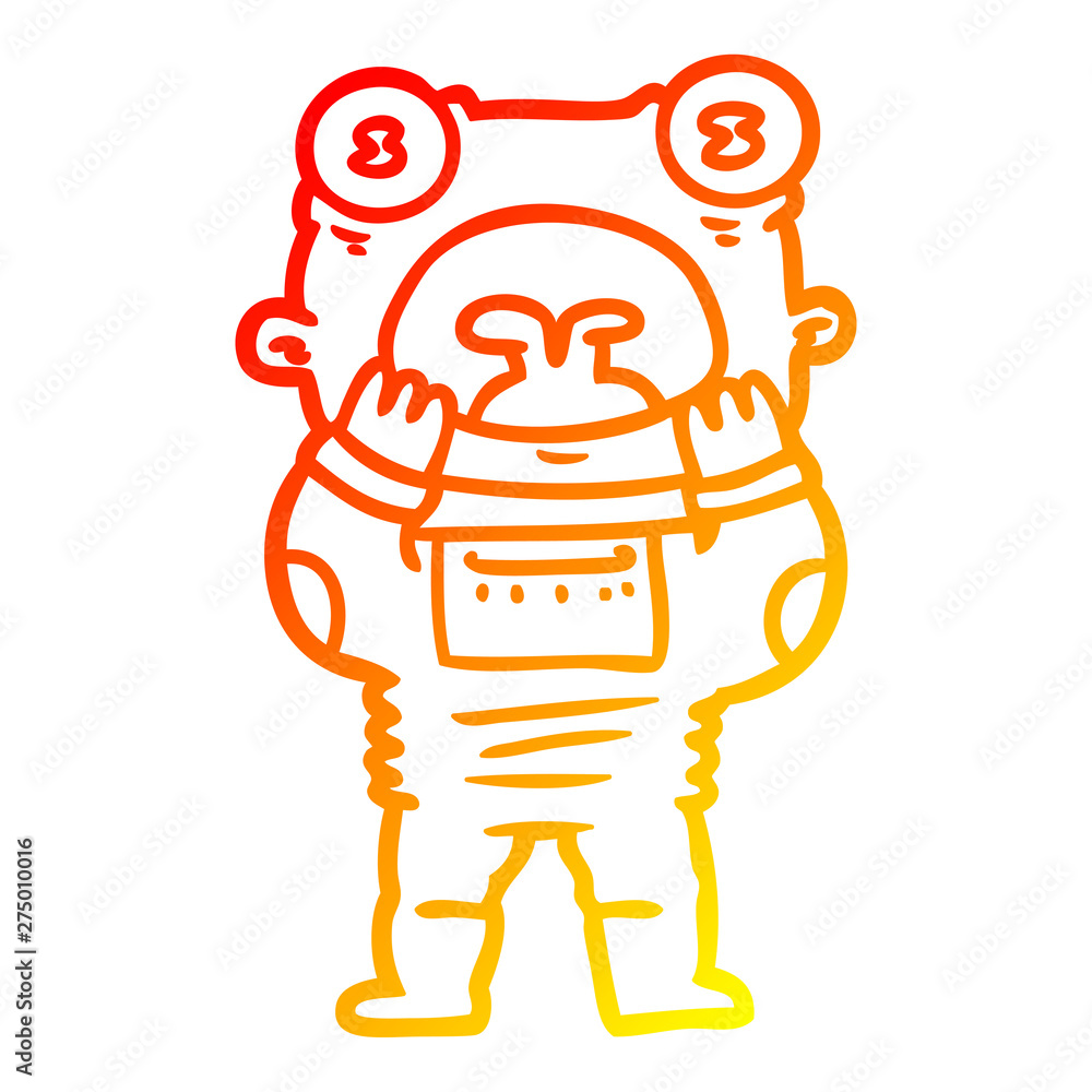 warm gradient line drawing cartoon alien gasping in surprise warm gradient line drawing cartoon alien gasping in surprise