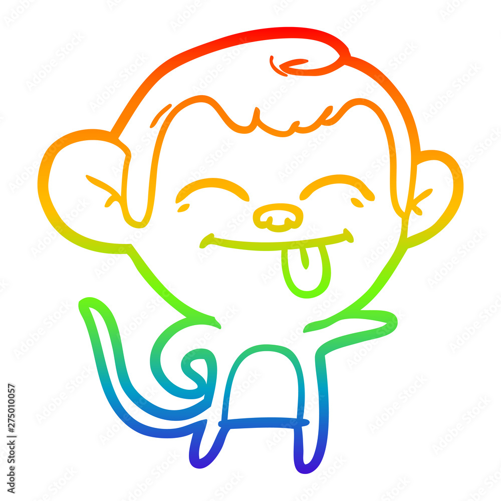 rainbow gradient line drawing funny cartoon monkey pointing rainbow gradient line drawing funny cartoon monkey pointing