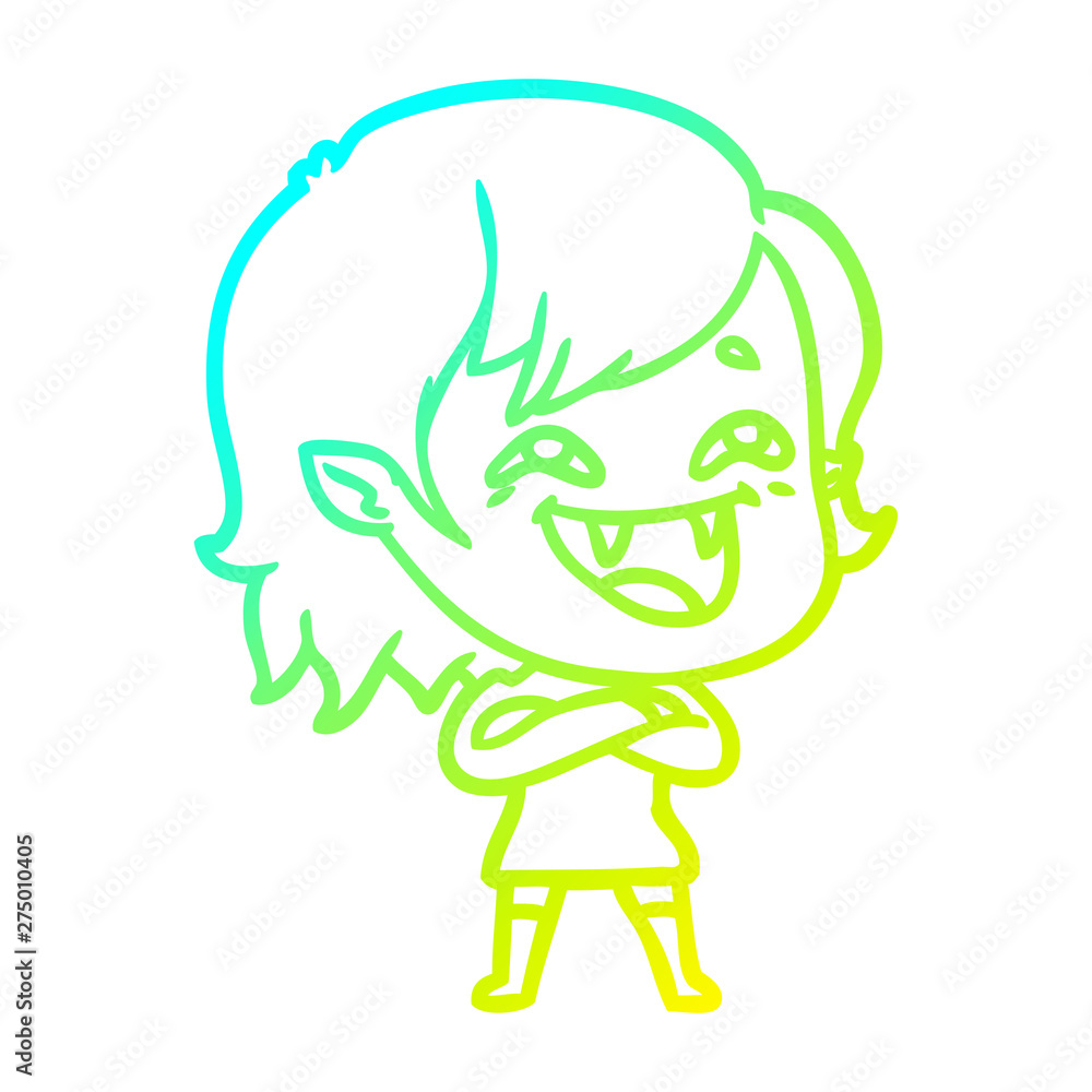 cold gradient line drawing cartoon laughing vampire girl cold gradient line drawing cartoon laughing vampire girl