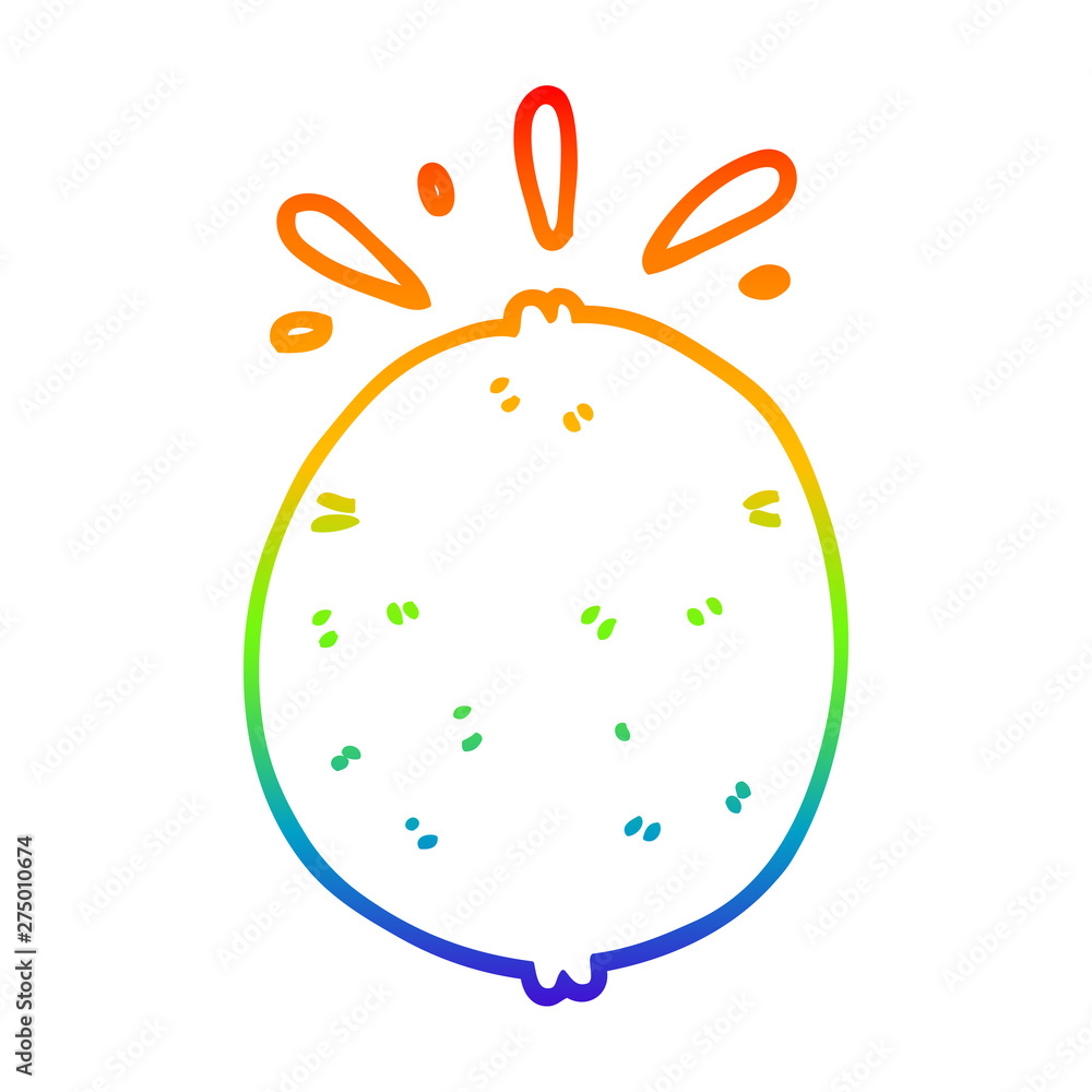 rainbow gradient line drawing cartoon lemon