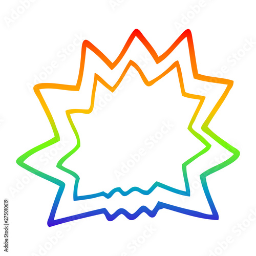 rainbow gradient line drawing cartoon of explosion