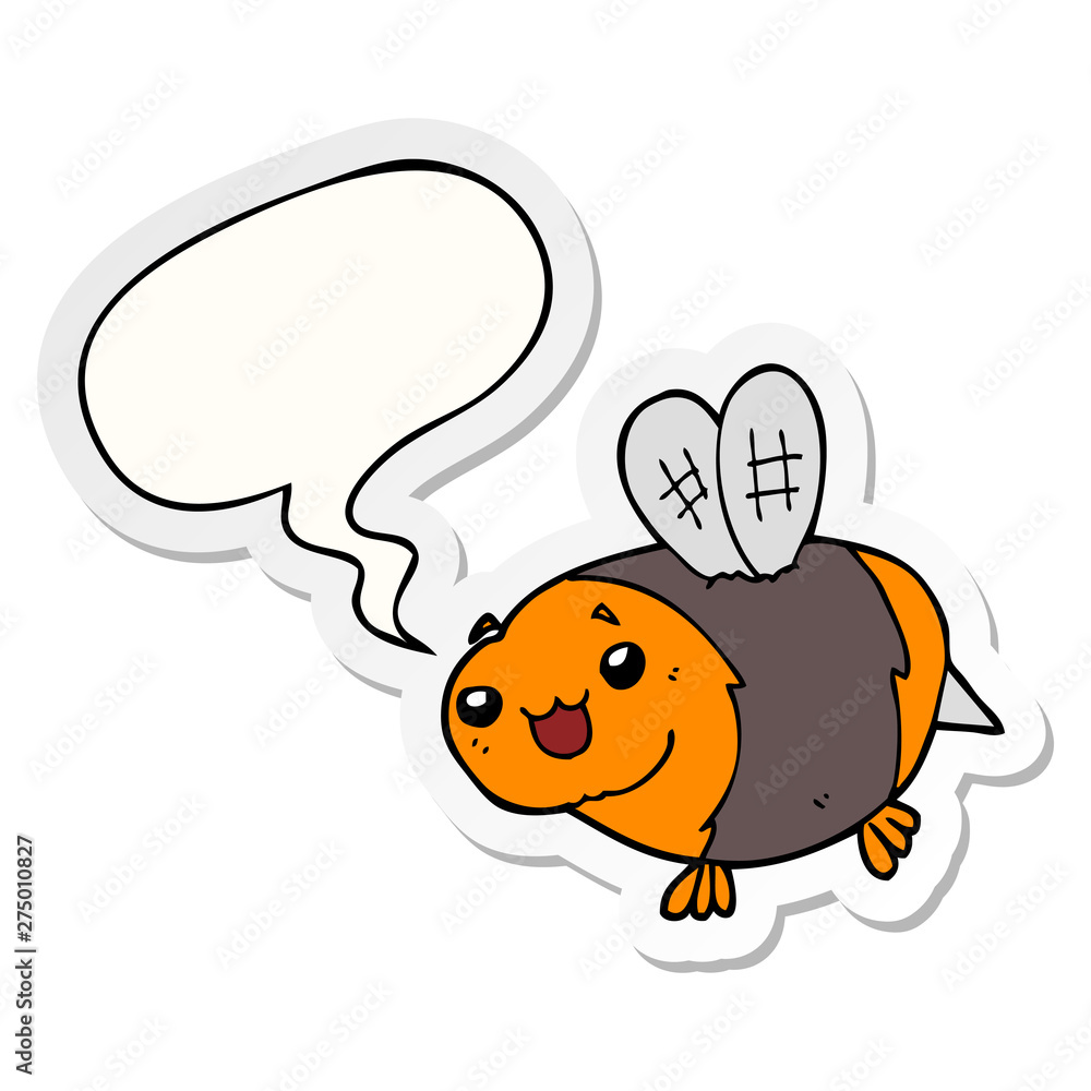funny cartoon bee and speech bubble sticker funny cartoon bee and speech bubble sticker