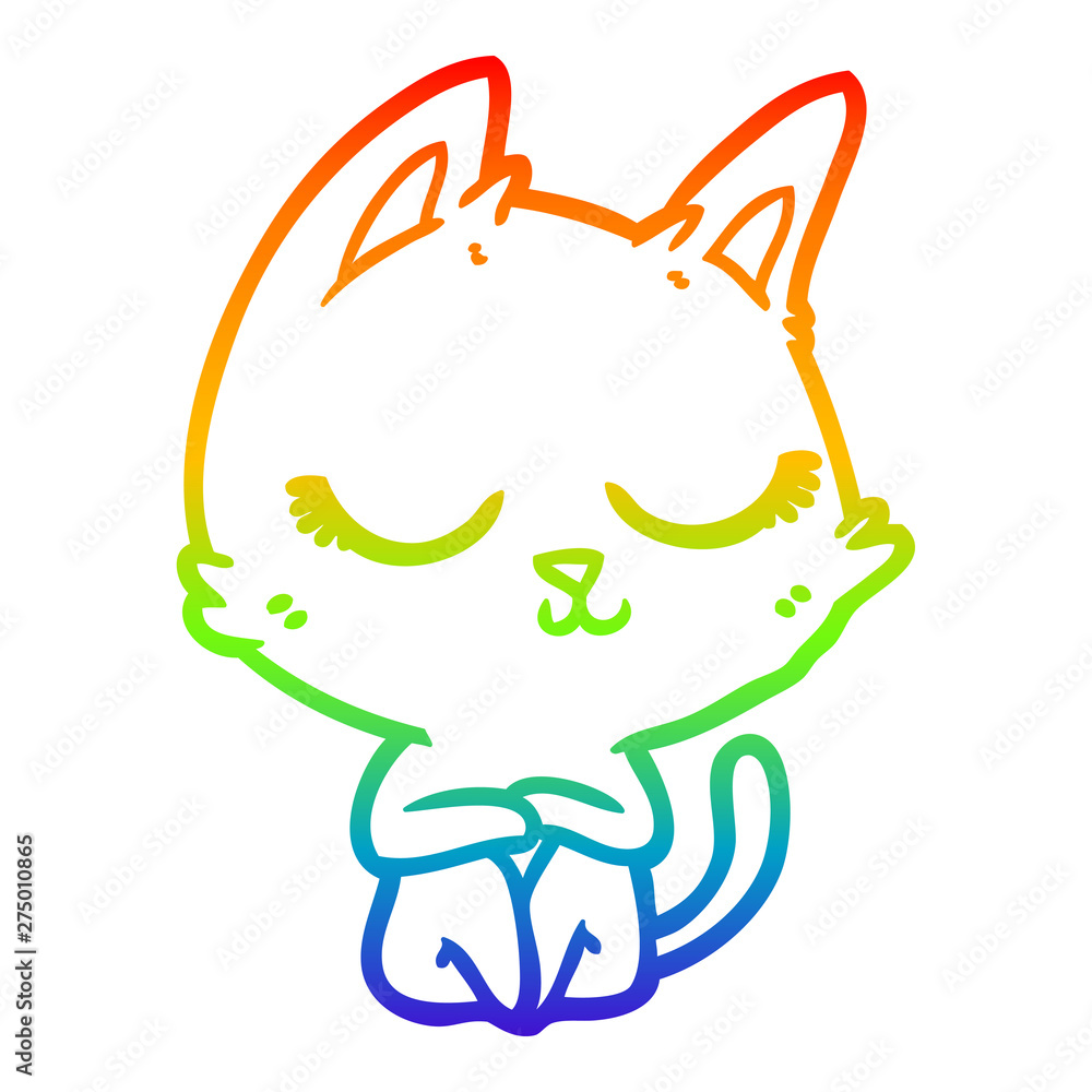 rainbow gradient line drawing calm cartoon cat rainbow gradient line drawing calm cartoon cat