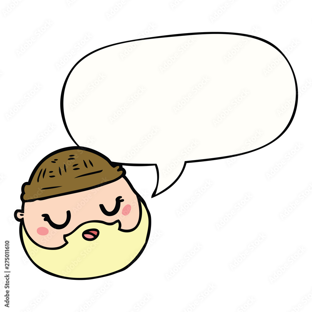 cartoon male face and beard and speech bubble cartoon male face and beard and speech bubble