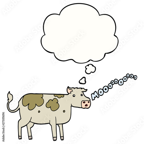 cartoon cow and thought bubble