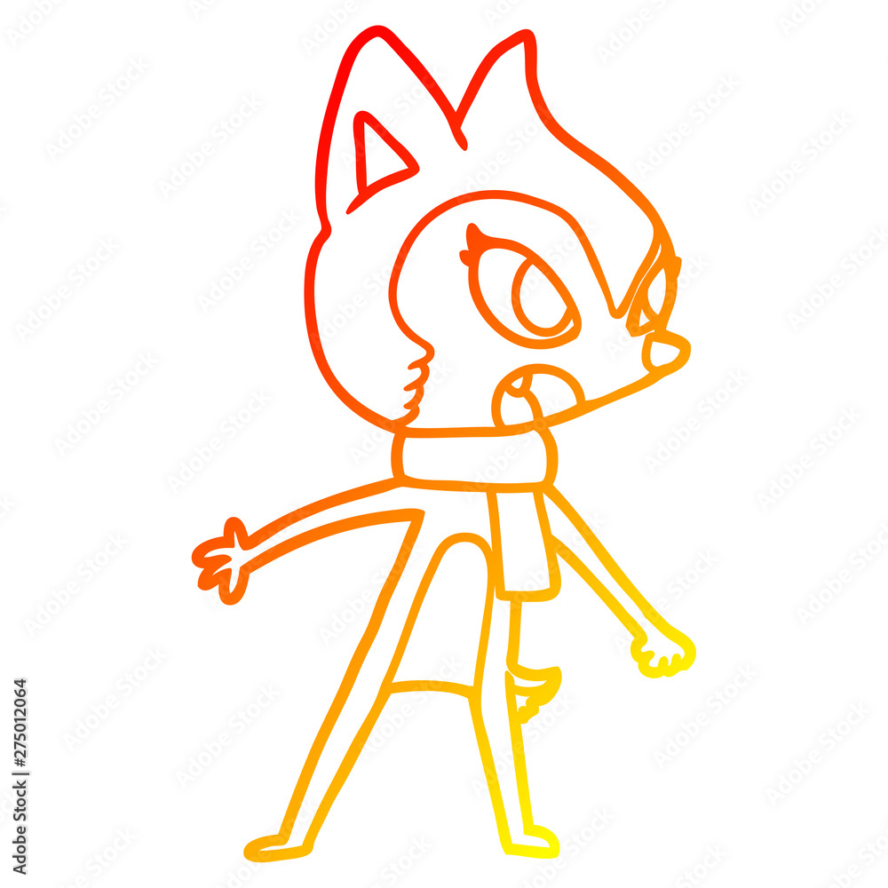 warm gradient line drawing cartoon chipmunk wearing scarf warm gradient line drawing cartoon chipmunk wearing scarf