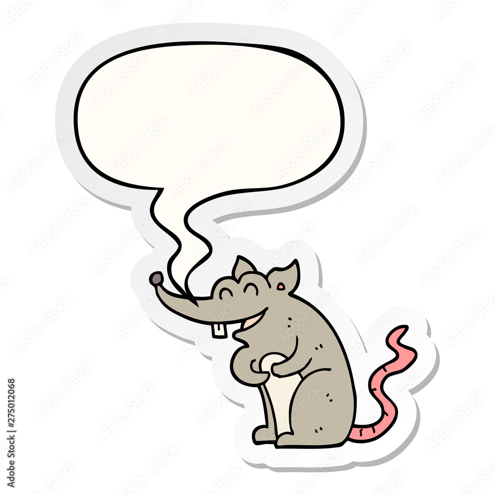 cartoon rat and speech bubble sticker cartoon rat and speech bubble sticker
