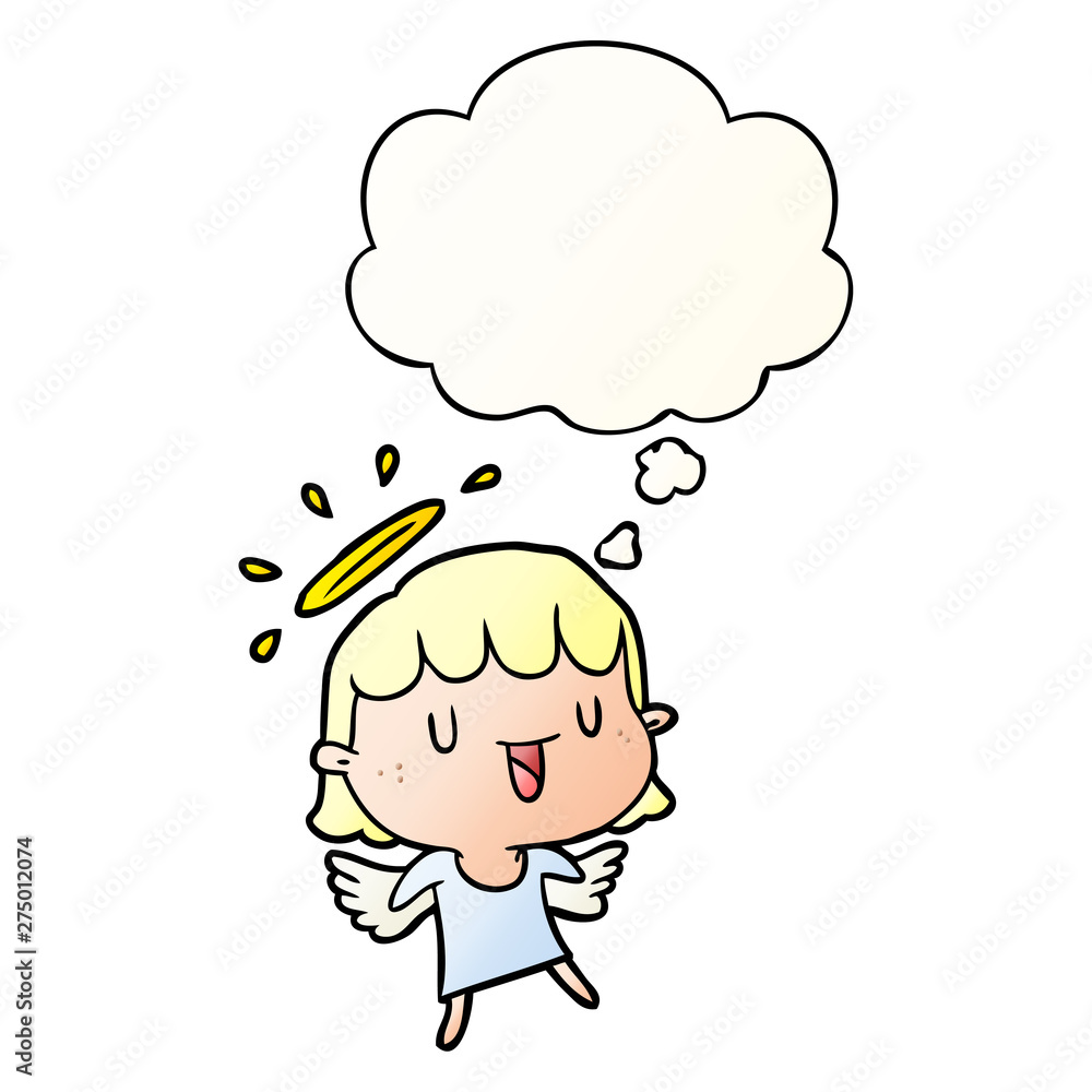 cartoon angel and thought bubble in smooth gradient style cartoon angel and thought bubble in smooth gradient style