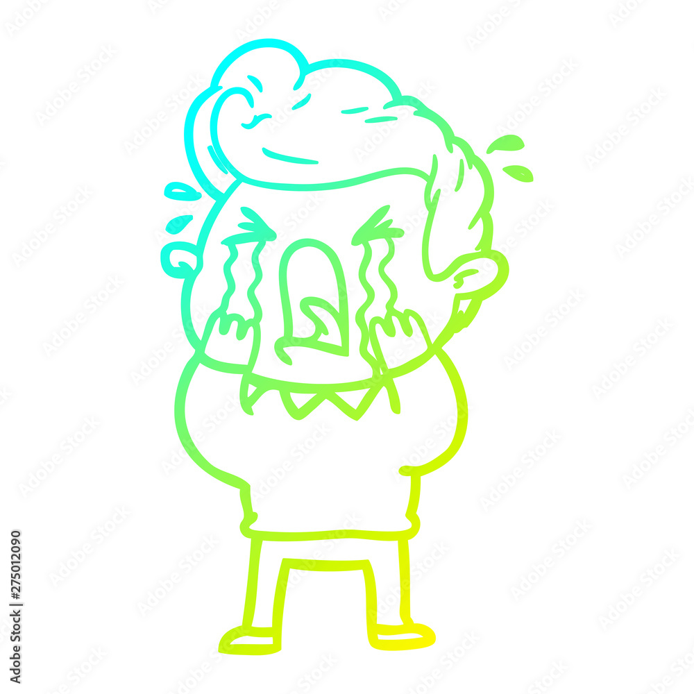 cold gradient line drawing cartoon crying man cold gradient line drawing cartoon crying man