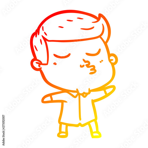 warm gradient line drawing cartoon model guy pouting