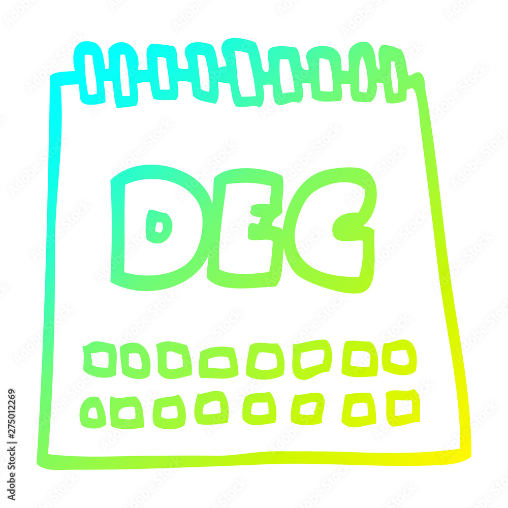 cold gradient line drawing cartoon calendar showing month of december cold gradient line drawing cartoon calendar showing month of december