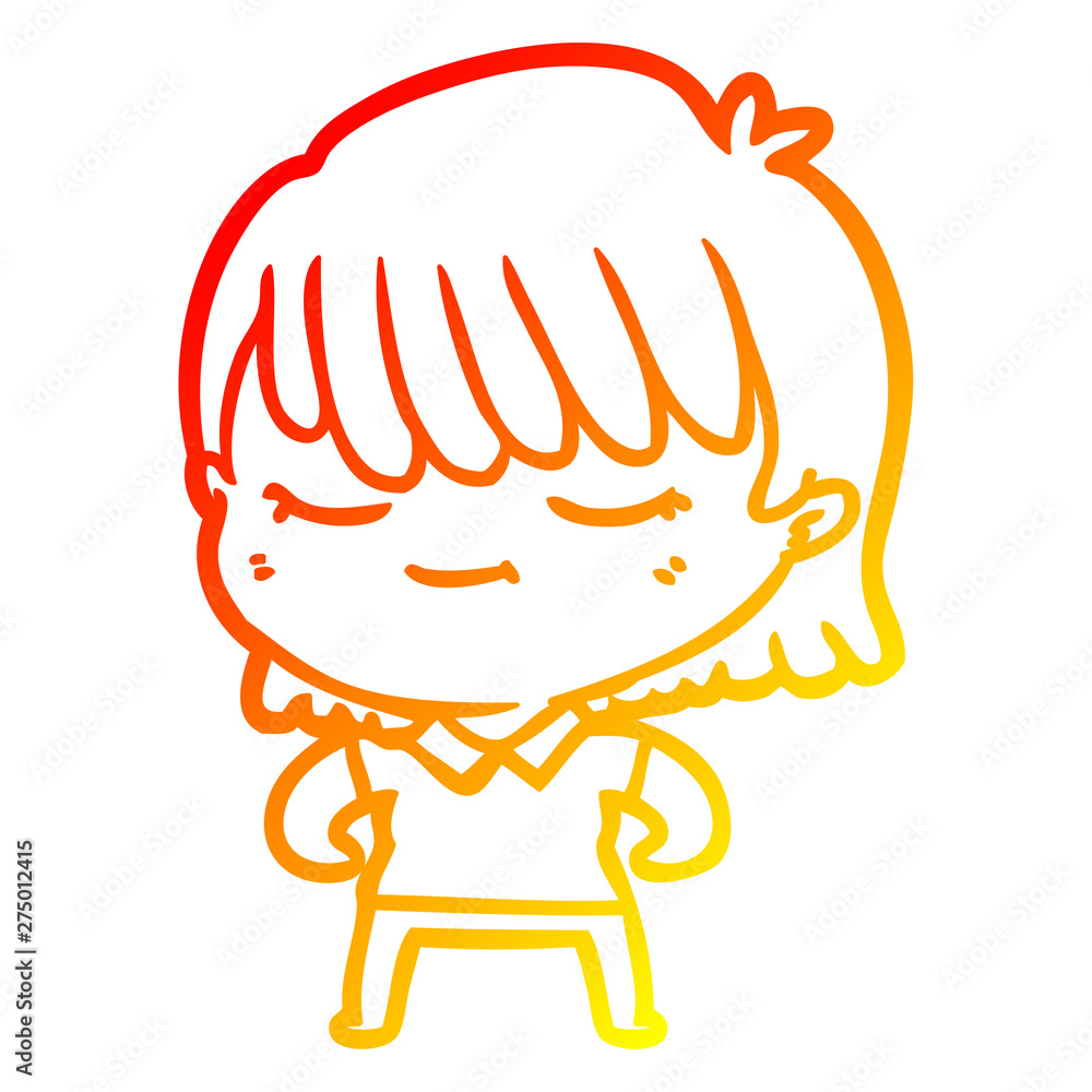warm gradient line drawing cartoon woman warm gradient line drawing cartoon woman