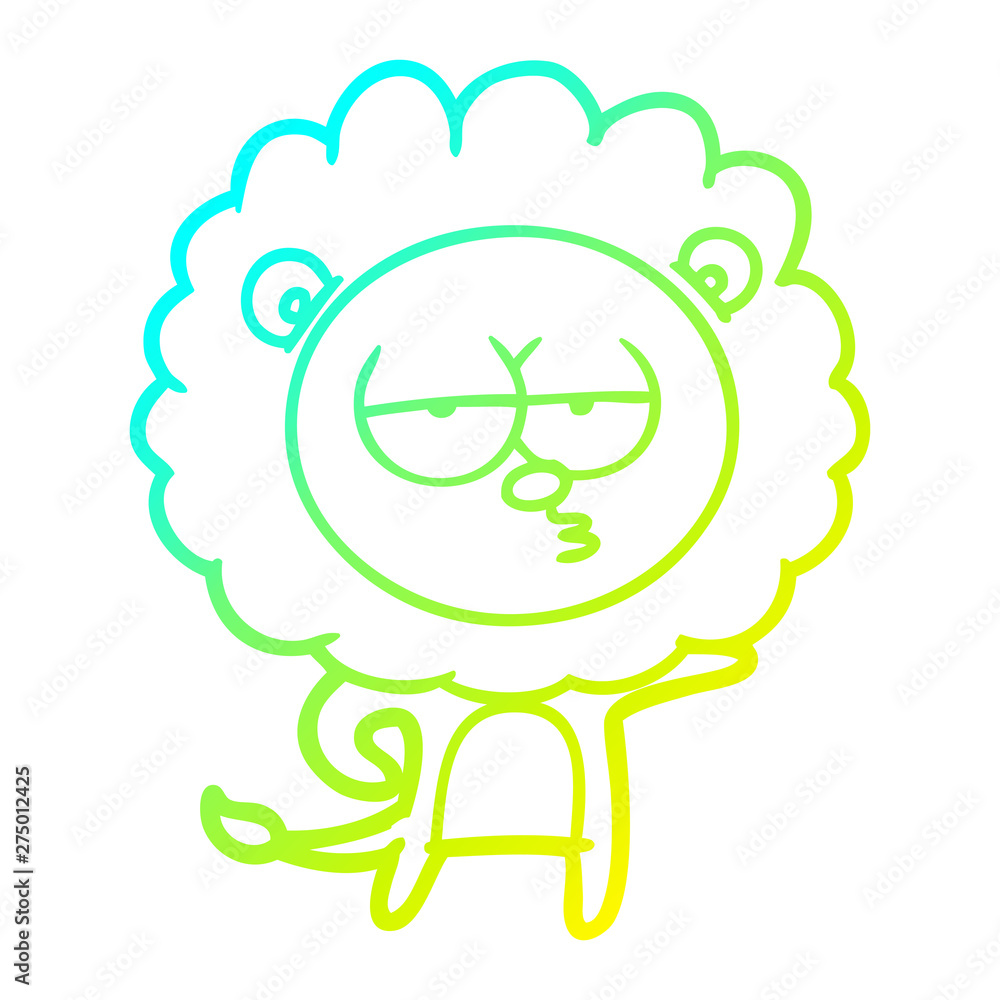 cold gradient line drawing cartoon bored lion cold gradient line drawing cartoon bored lion