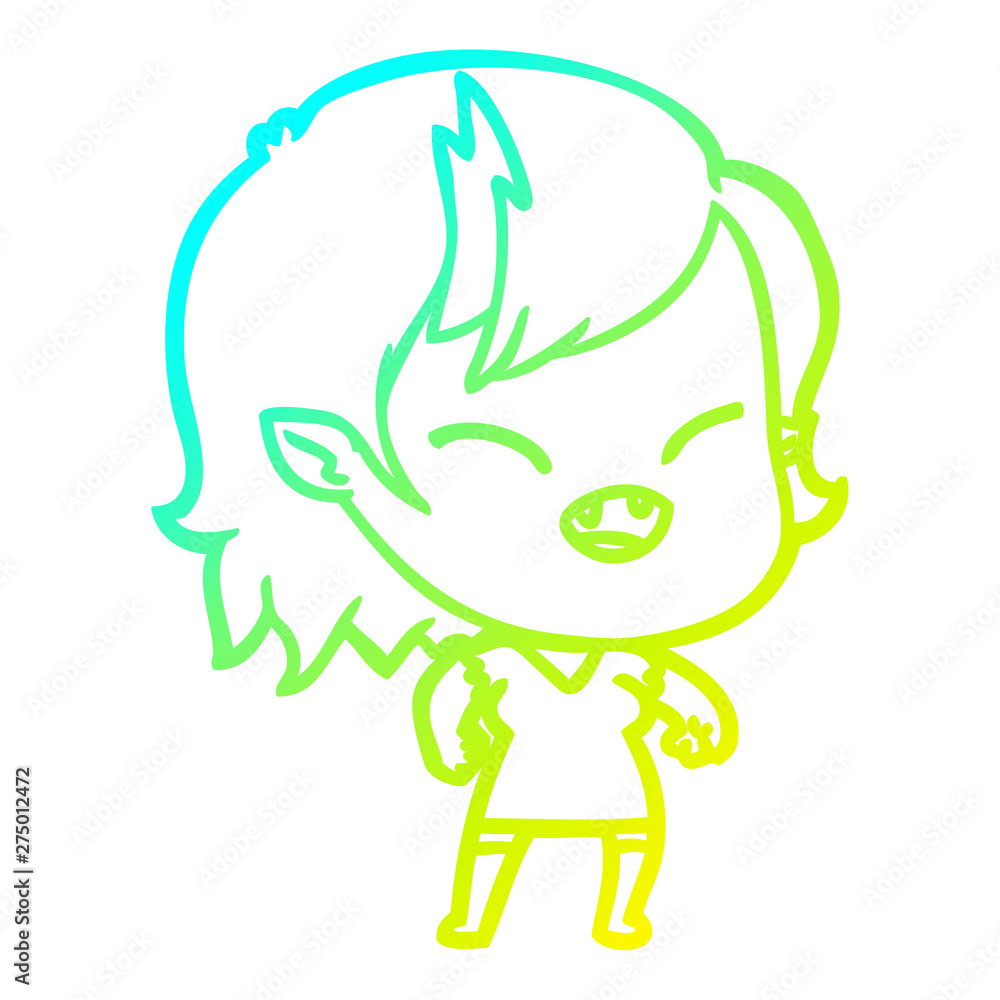 cold gradient line drawing cartoon laughing vampire girl cold gradient line drawing cartoon laughing vampire girl
