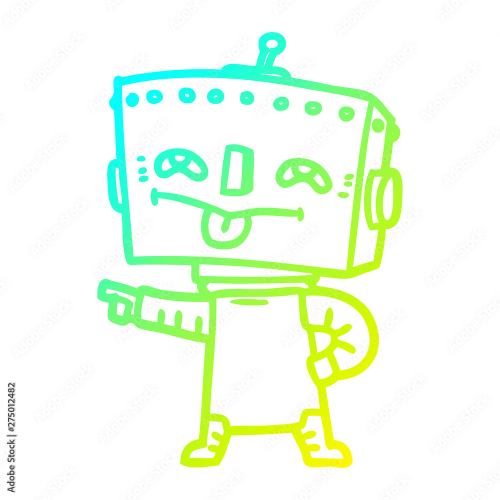 cold gradient line drawing cartoon robot cold gradient line drawing cartoon robot