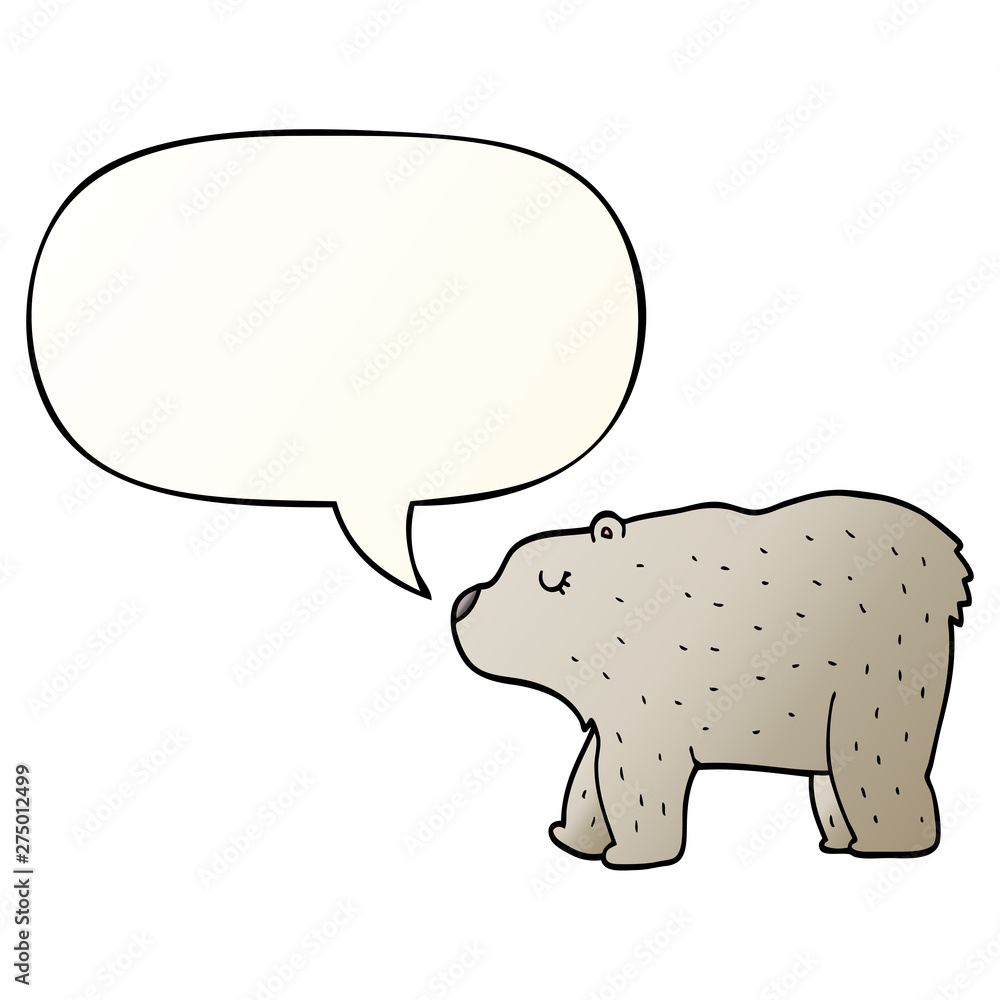 cartoon bear and speech bubble in smooth gradient style cartoon bear and speech bubble in smooth gradient style
