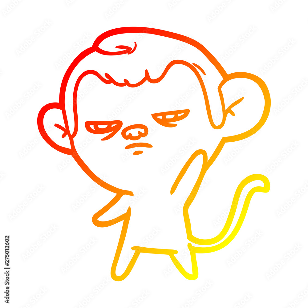 warm gradient line drawing cartoon monkey warm gradient line drawing cartoon monkey