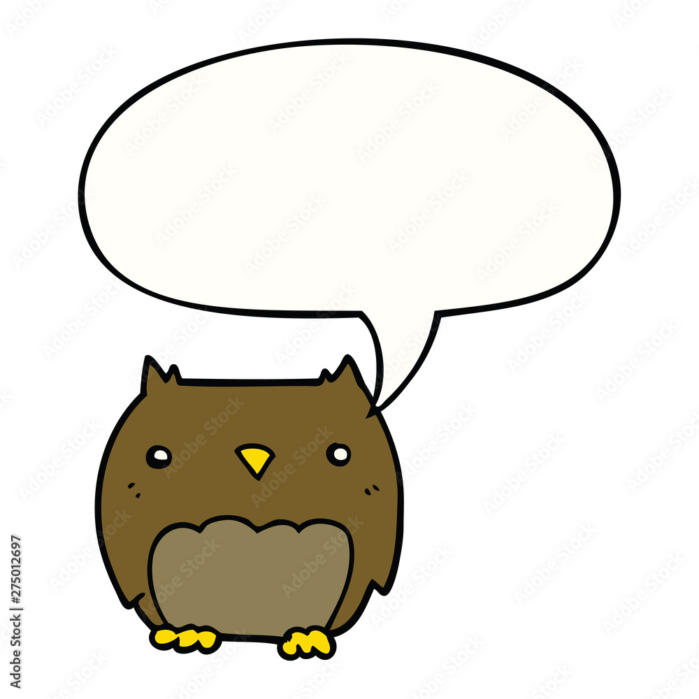 cute cartoon owl and speech bubble cute cartoon owl and speech bubble