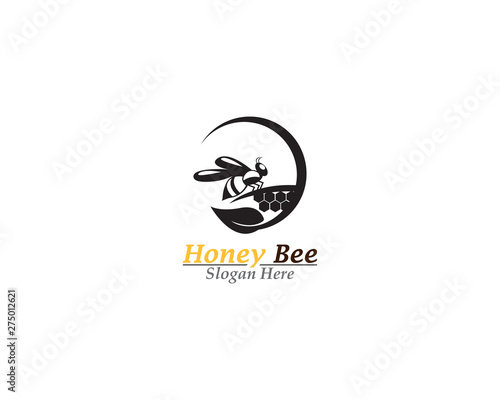 Honey bee logo template vector icon