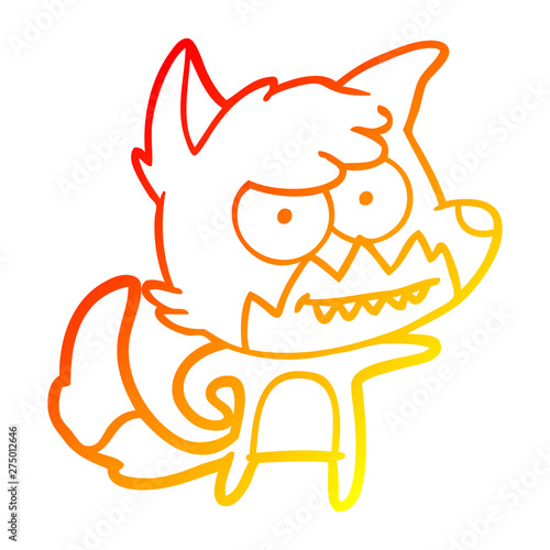 warm gradient line drawing cartoon grinning fox