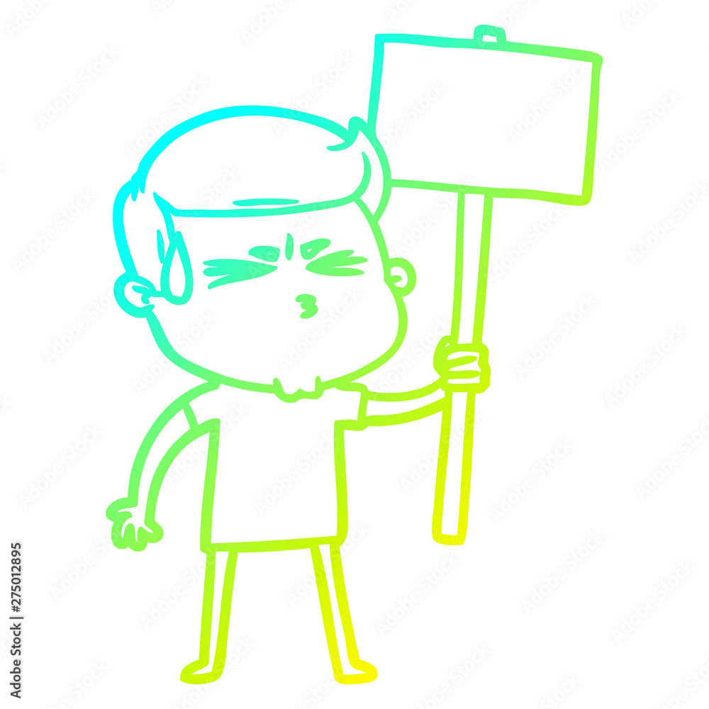cold gradient line drawing cartoon man sweating cold gradient line drawing cartoon man sweating