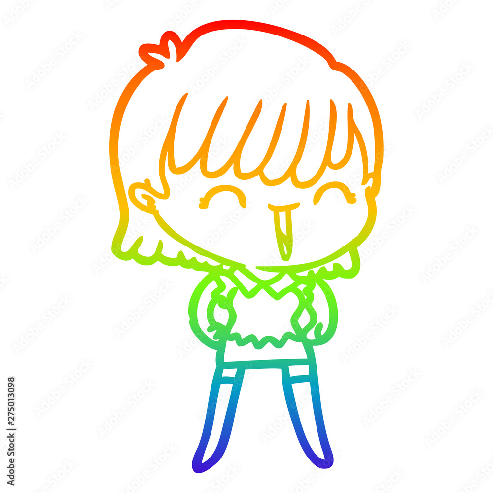 rainbow gradient line drawing cartoon woman rainbow gradient line drawing cartoon woman