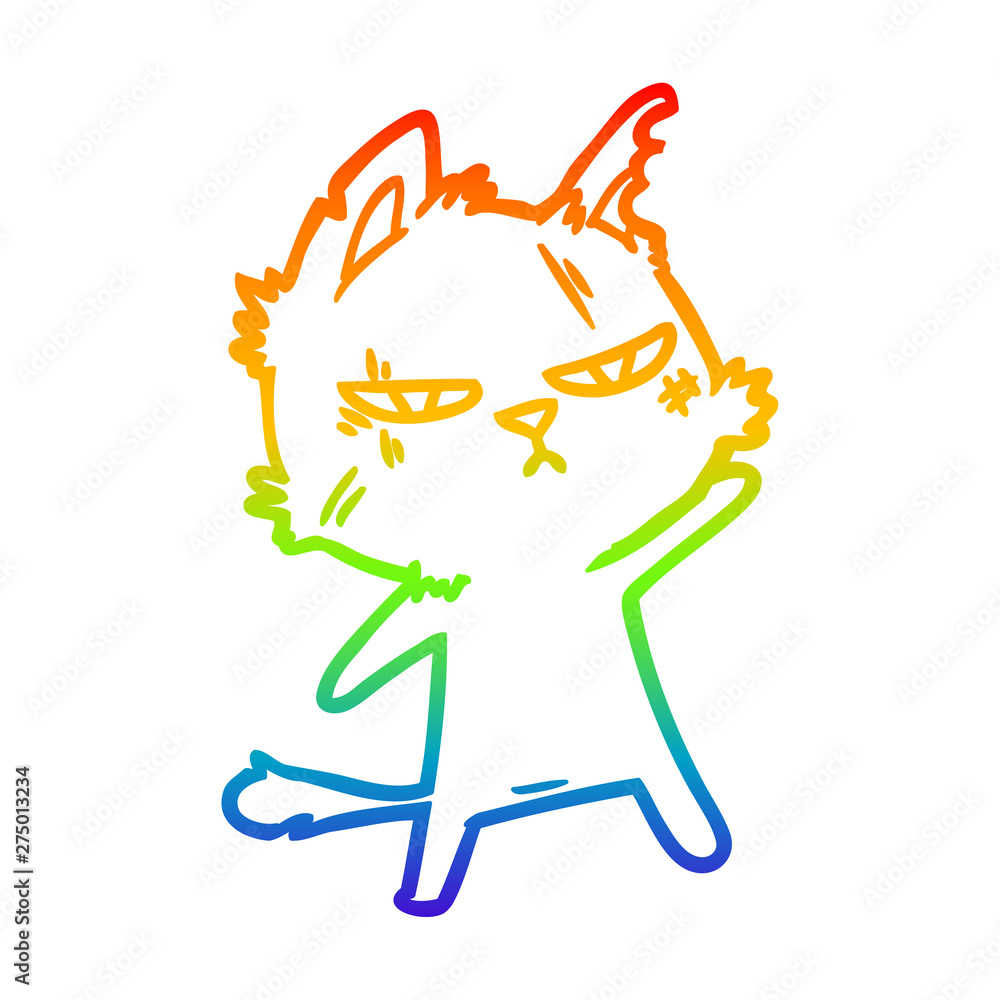 rainbow gradient line drawing tough cartoon cat rainbow gradient line drawing tough cartoon cat