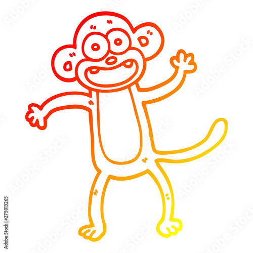 warm gradient line drawing cartoon crazy monkey