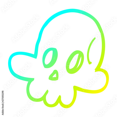 cold gradient line drawing cartoon halloween skull