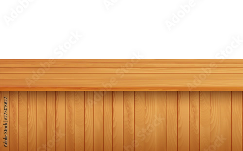 wooden table on the white background