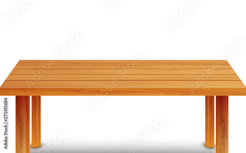 wooden table on the white background